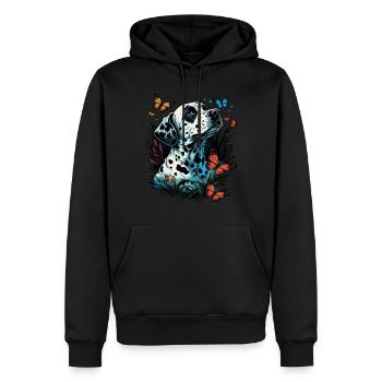 Dalmatiner und Schmetterlinge - Männer Premium Bio Hoodie - Schwarz - Vorne - Nico (187cm)