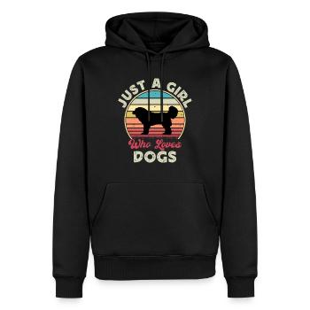 Georgischer Schäferhund Liebe Silhouette Retro Sonnenuntergang - Männer Premium Bio Hoodie - Schwarz - Vorne - Nico (187cm)