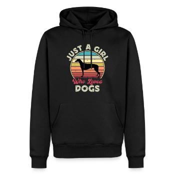 Grey Hound Hund Lover Silhouette Vintage Sunset - Männer Premium Bio Hoodie - Schwarz - Vorne - Nico (187cm)