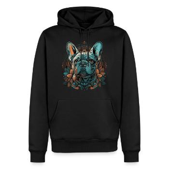 Bouledogue français - Sweat à capuche Premium bio Homme - noir - Devant - Nico (187cm)