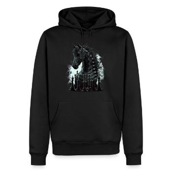 Cheval d’échecs chevalier - Sweat à capuche Premium bio Homme - noir - Devant - Nico (187cm)