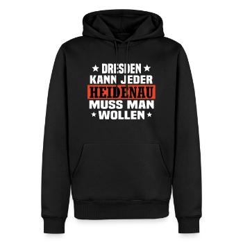 Heidenau - Männer Premium Bio Hoodie - Schwarz - Vorne - Nico (187cm)