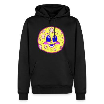 Lune laide Kawaii - Sweat à capuche Premium bio Homme - noir - Devant - Nico (187cm)