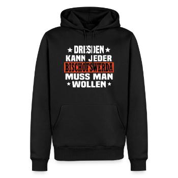 Bischofswerda - Männer Premium Bio Hoodie - Schwarz - Vorne - Nico (187cm)