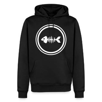 Fisch Symbol Knochen Gräte - Männer Premium Bio Hoodie - Schwarz - Vorne - Nico (187cm)