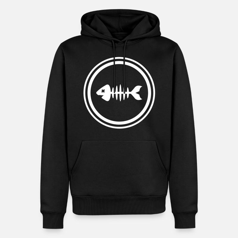 Fisch Symbol Knochen Gräte - Männer Premium Bio Hoodie - Schwarz