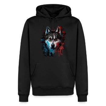 Husky Dog - Männer Premium Bio Hoodie - Schwarz - Vorne - Nico (187cm)