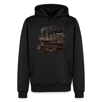 Dampflokomotive - Männer Premium Bio Hoodie - Schwarz - Vorne - Nico (187cm)