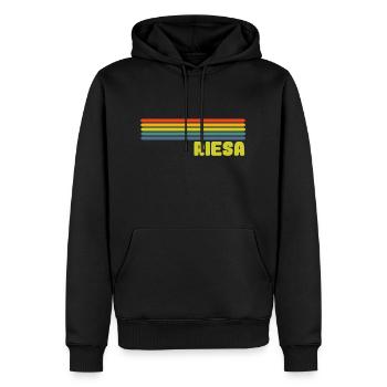 Riesa - Männer Premium Bio Hoodie - Schwarz - Vorne - Nico (187cm)