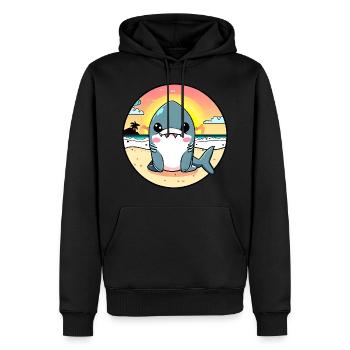 Requin détendu sur la plage - Sweat à capuche Premium bio Homme - noir - Devant - Nico (187cm)
