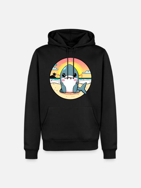 Relaxed shark on the beach - Men’s Premium Organic Hoodie - black