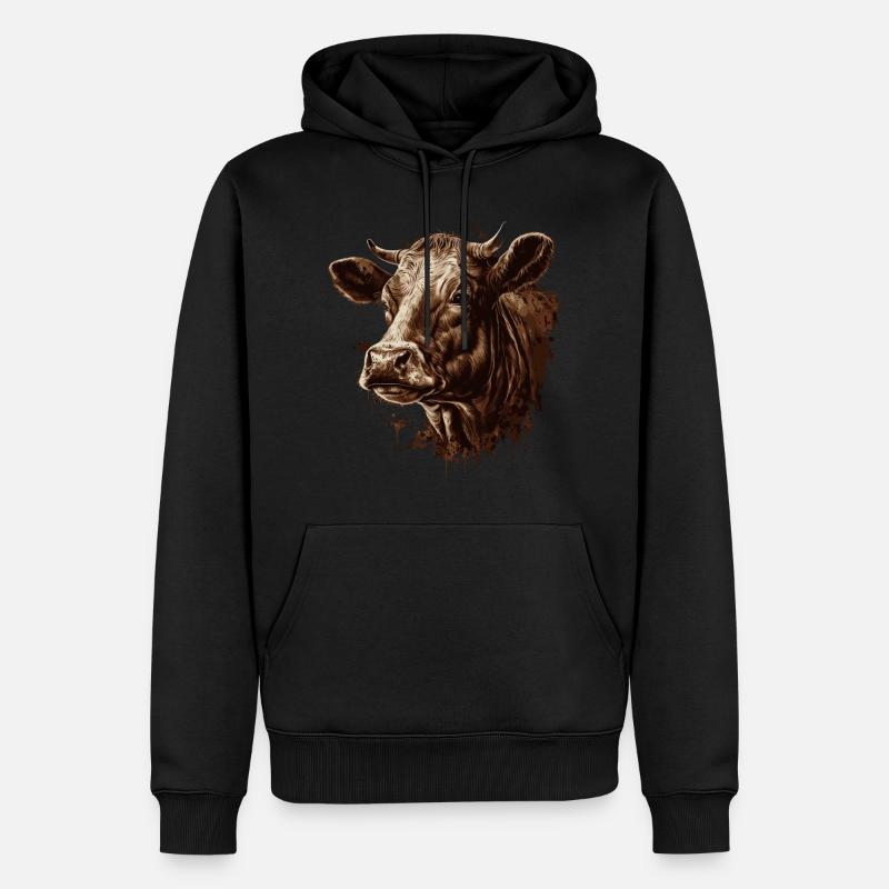 Une vache - Sweat à capuche Premium bio Homme - noir