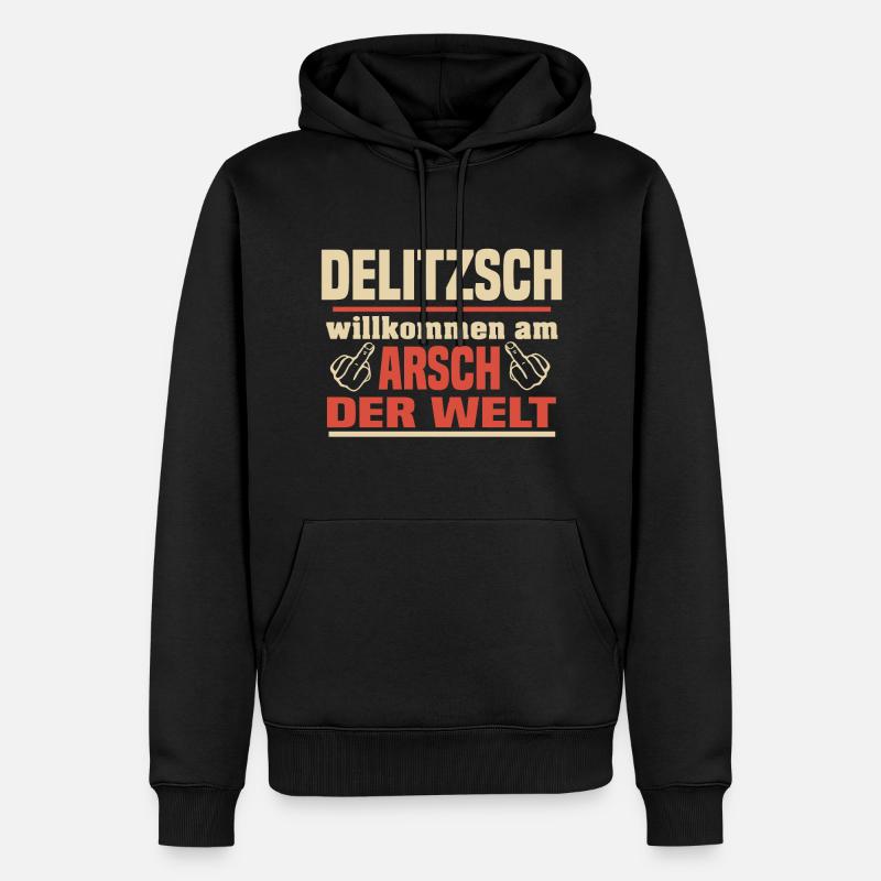 Delitzsch - Männer Premium Bio Hoodie - Schwarz