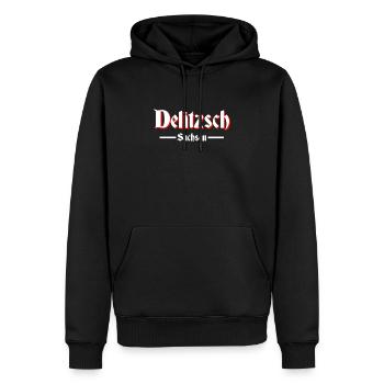 Delitzsch - Männer Premium Bio Hoodie - Schwarz - Vorne - Nico (187cm)