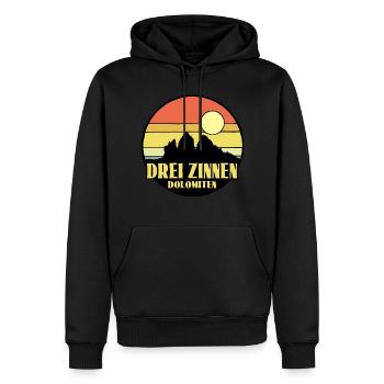 Drei Zinnen Dolomiten in Südtirol - Männer Premium Bio Hoodie - Schwarz - Vorne - Nico (187cm)