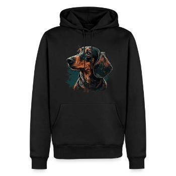 Dachshund - Men’s Premium Organic Hoodie - black - Front - Nico (187cm)
