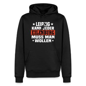 Eilenburg - Männer Premium Bio Hoodie - Schwarz - Vorne - Nico (187cm)