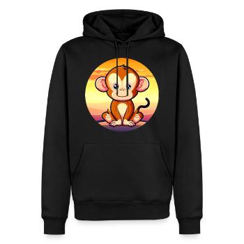 Mignon Singe Chimpanzé Sunset Design - Sweat à capuche Premium bio Homme - noir - Devant - Nico (187cm)