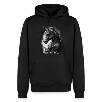 Cheval d’échecs chevalier - Sweat à capuche Premium bio Homme - noir - Devant - Nico (187cm)