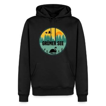 Grüner See - Männer Premium Bio Hoodie - Schwarz - Vorne - Nico (187cm)