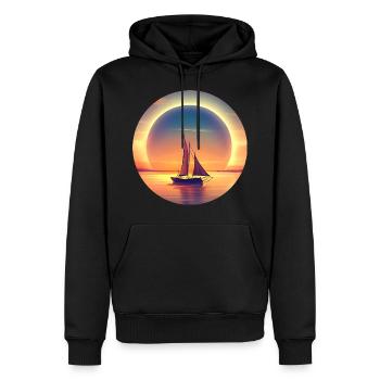 Naviguer au coucher du soleil - Sweat à capuche Premium bio Homme - noir - Devant - Nico (187cm)