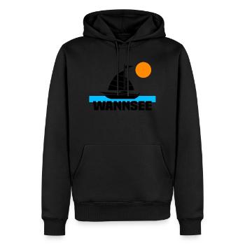 Wannsee - Männer Premium Bio Hoodie - Schwarz - Vorne - Nico (187cm)