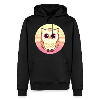 Eule Sunset Design - Männer Premium Bio Hoodie - Schwarz - Vorne - Nico (187cm)