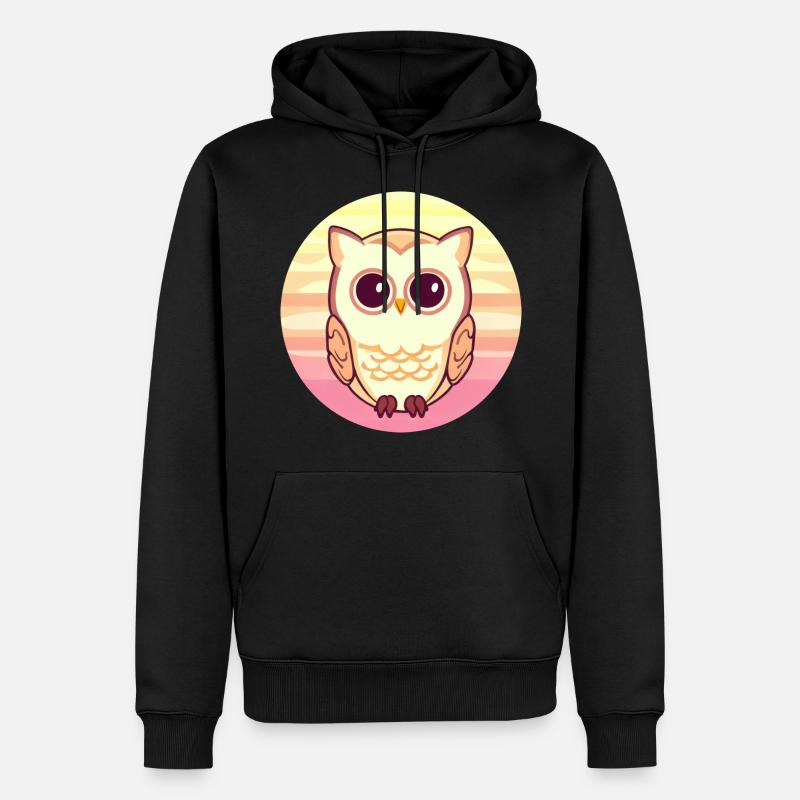 Eule Sunset Design - Männer Premium Bio Hoodie - Schwarz