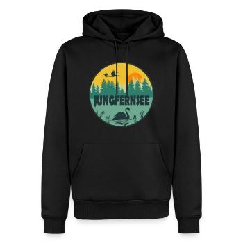 Jungfernsee - Männer Premium Bio Hoodie - Schwarz - Vorne - Nico (187cm)