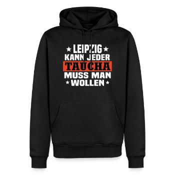 Taucha - Männer Premium Bio Hoodie - Schwarz - Vorne - Nico (187cm)