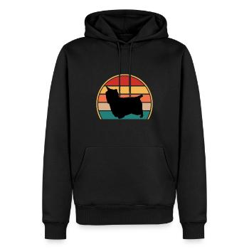 Australian Silky Terrier Dog Silhouette Retro Sun - Sweat à capuche Premium bio Homme - noir - Devant - Nico (187cm)