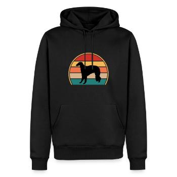 Borzoi Dog Lover Silhouette Vintage Sunset - Sweat à capuche Premium bio Homme - noir - Devant - Nico (187cm)