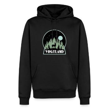 Vogtland - Männer Premium Bio Hoodie - Schwarz - Vorne - Nico (187cm)
