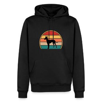 Cirneco Dell Etna Dog Love Silhouette Retro Sonnenuntergang - Männer Premium Bio Hoodie - Schwarz - Vorne - Nico (187cm)