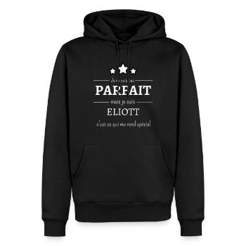 Eliott, l'authenticité de l'imperfection - Sweat à capuche Premium bio Homme - noir - Devant - Nico (187cm)