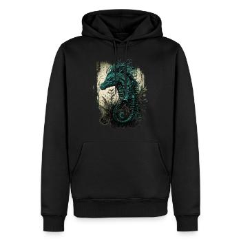 Crinchy Seepferdchen - Männer Premium Bio Hoodie - Schwarz - Vorne - Nico (187cm)