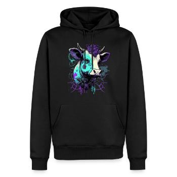 Une drôle de vache bizarre - Sweat à capuche Premium bio Homme - noir - Devant - Nico (187cm)