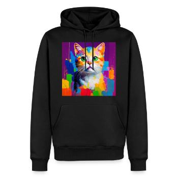 Peinture à l’huile Style Cat Portrait Design pour - Sweat à capuche Premium bio Homme - noir - Devant - Nico (187cm)