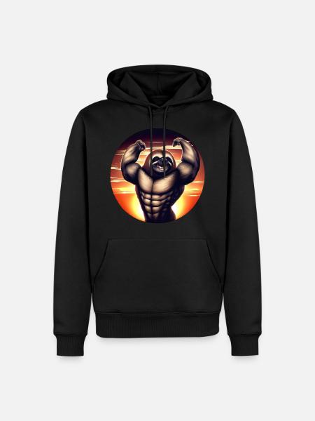 Muscular sloth in sunset - Men’s Premium Organic Hoodie - black