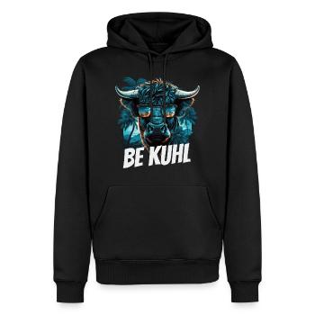 Be kuhl Kuh - Männer Premium Bio Hoodie - Schwarz - Vorne - Nico (187cm)