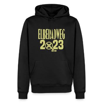 Elberadweg 2023 - Männer Premium Bio Hoodie - Schwarz - Vorne - Nico (187cm)