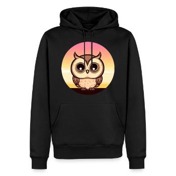 Eule im Sonnenuntergang - Männer Premium Bio Hoodie - Schwarz - Vorne - Nico (187cm)