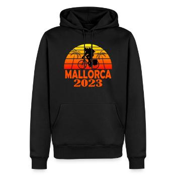Fahrrad Mallorca 2023 - Männer Premium Bio Hoodie - Schwarz - Vorne - Nico (187cm)
