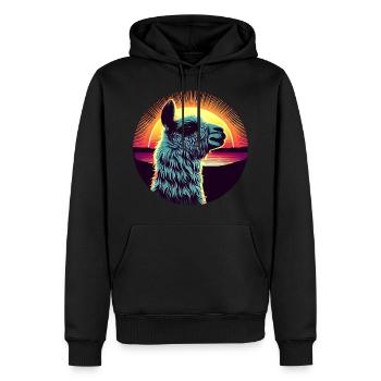 Lama Sunset India - Men’s Premium Organic Hoodie - black - Front - Nico (187cm)