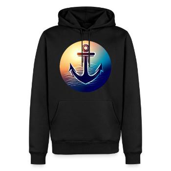 Anchor Sunset Round - Sweat à capuche Premium bio Homme - noir - Devant - Nico (187cm)