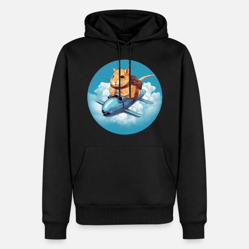 Hamster sur Rocket Sunset Blue - Sweat à capuche Premium bio Homme - noir