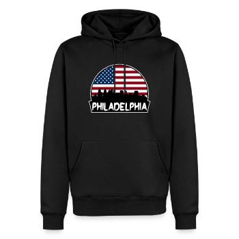 Philadelphie Pennsylvanie États-Unis Flag Skyline Silhoue - Sweat à capuche Premium bio Homme - noir - Devant - Nico (187cm)