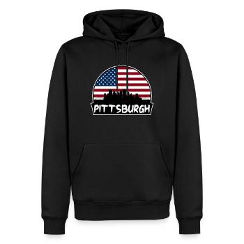 Pittsburgh Pennsylvanie États-Unis Flag Skyline Silhouett - Sweat à capuche Premium bio Homme - noir - Devant - Nico (187cm)