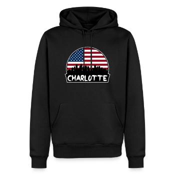 Charlotte Caroline du Nord États-Unis Flag Skyline Silhouet - Sweat à capuche Premium bio Homme - noir - Devant - Nico (187cm)