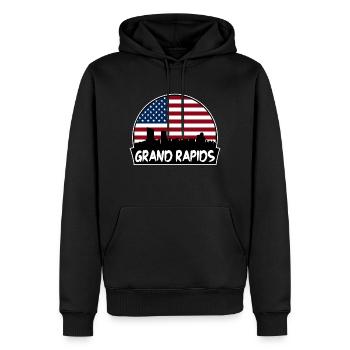 Grand Rapids Michigan Usa Flag Skyline Silhouette - Men’s Premium Organic Hoodie - black - Front - Nico (187cm)